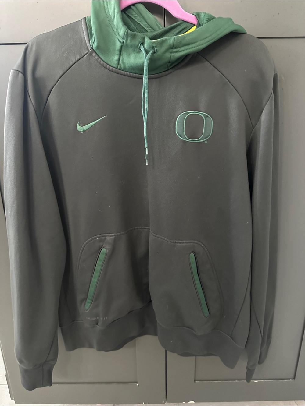Nike Black and Green Performance Pullover Hoodie